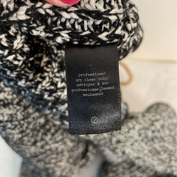 Rag & Bone Sweater Karen Chunky Knit V Neck Wool Blend Black White Size Medium - Picture 7 of 10